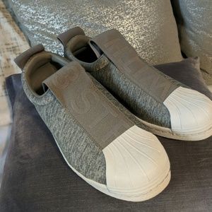 Adidas Grey SuperStar Slip Ons 8.5